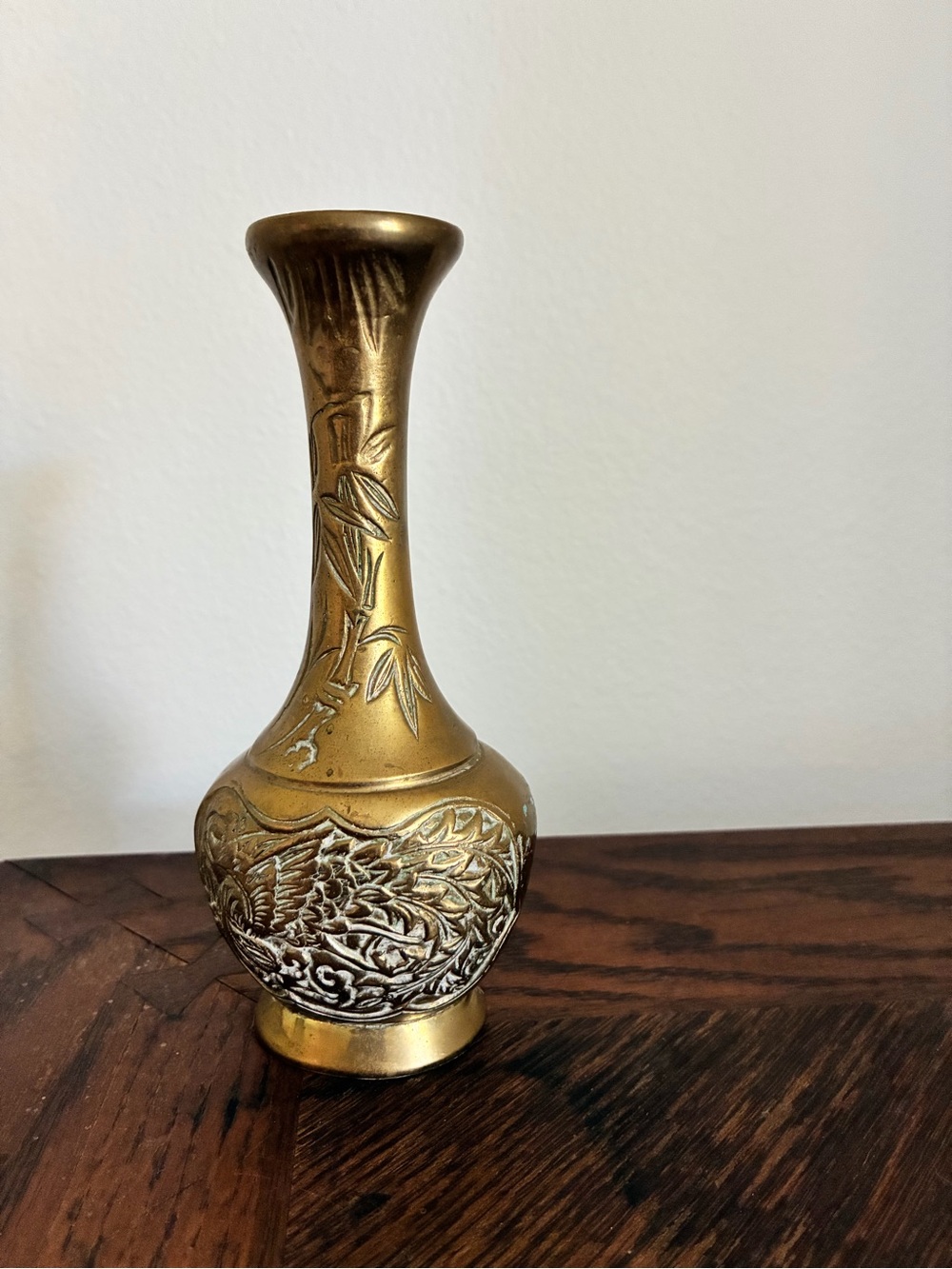Vintage brass vase 7” tall